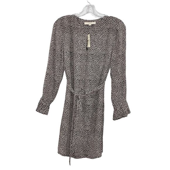 LOFT Black Blouson Dress White Floral long sleeves size S Petite NWT - Picture 3 of 9